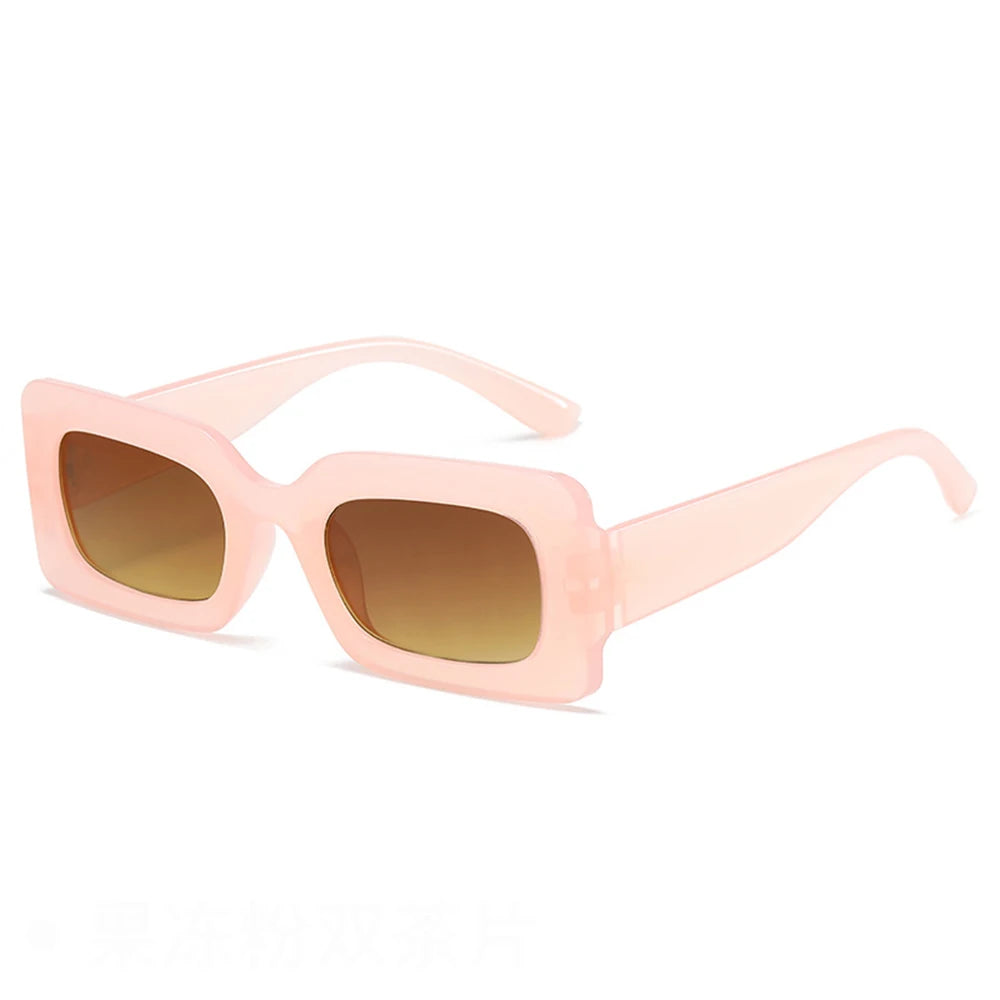 KLASSNU Women Candy Color Retro Sunglasses Large Square Frame Sun Glasses 2025 Trendy Party Eyepiece Anti UV400 Sun Shades