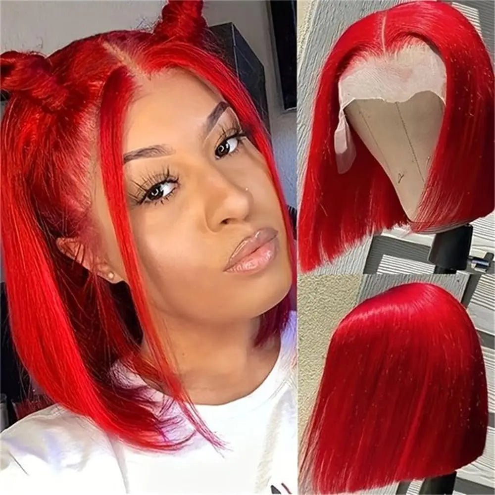 Mint Green Bob Wig Human Hair 200% Density 13x4 Transparent Straight Lace Front Wigs Pre Plucked with Baby Hair for Black Women