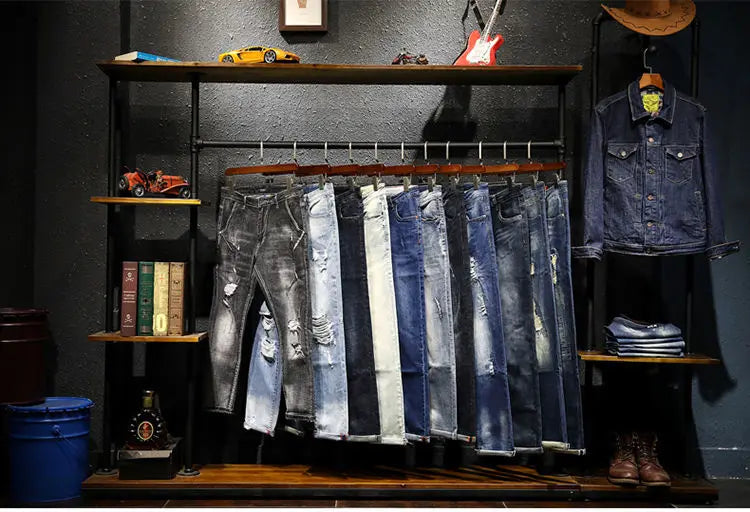 New Spring Autumn Korean Fashion Stretch Denim Boys Boyfriend Jeans Designer Clothes Skinny Trousers Male Slim Blue Ripped Pants