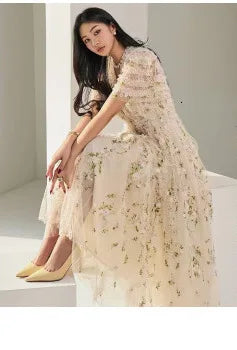 JAMERARY Women Dress Summer Runway Cut Out Double Layer Ruffles Embroidery Elastic Waist Short Party Vestidos Holiday Beach Wear