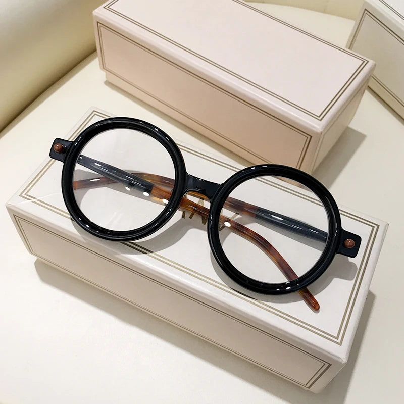 Retro Gray Pink Lens Round Sunglasses Women 2025 Brand Trendy Shiny Circle Frame Men Spectacle Plain Eyewear Shades Sun Glasses