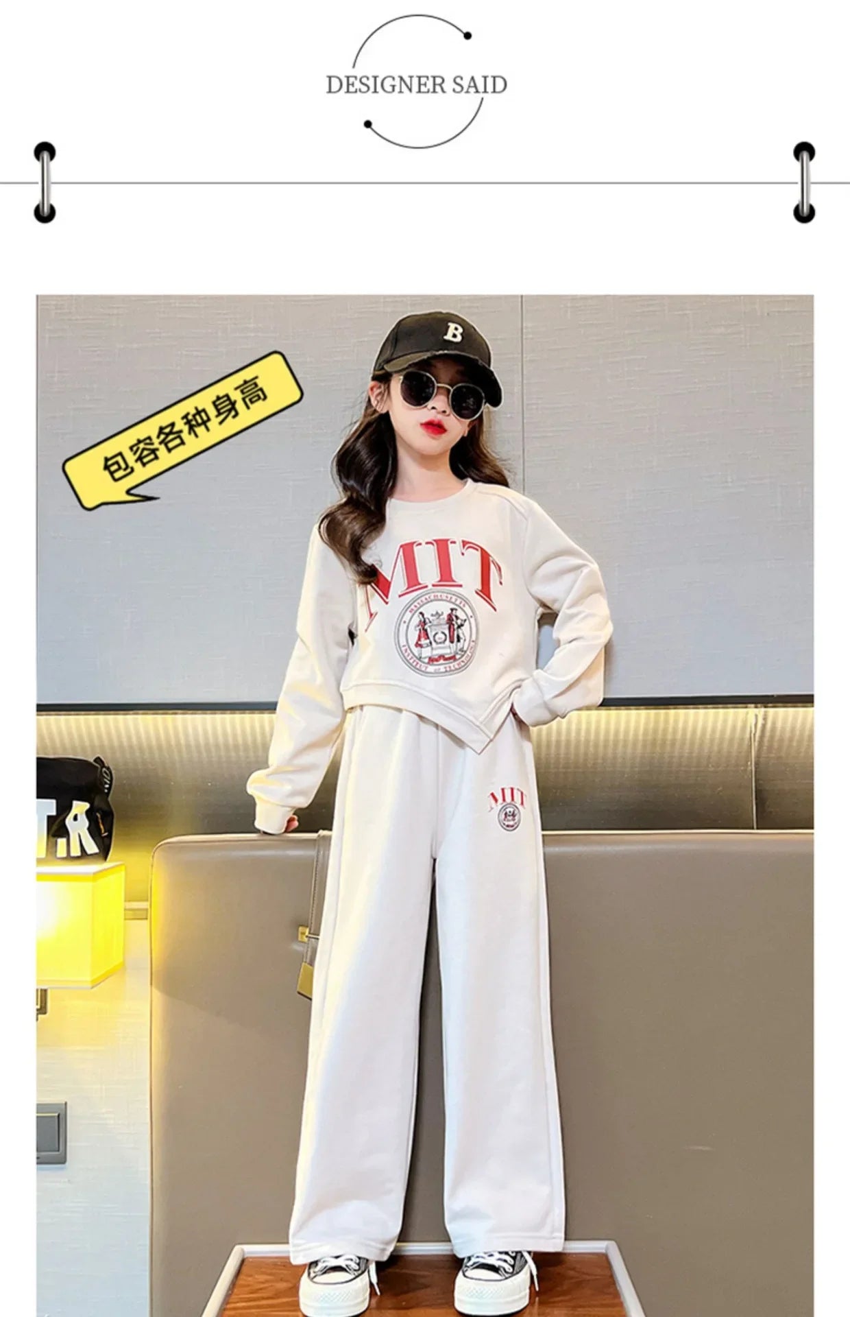 2025 autumn spring kid Girls Clothes Suit Child irregular letter sweatshirt t-shirt top and loose pant Tracksuit 4 8 10 12 year