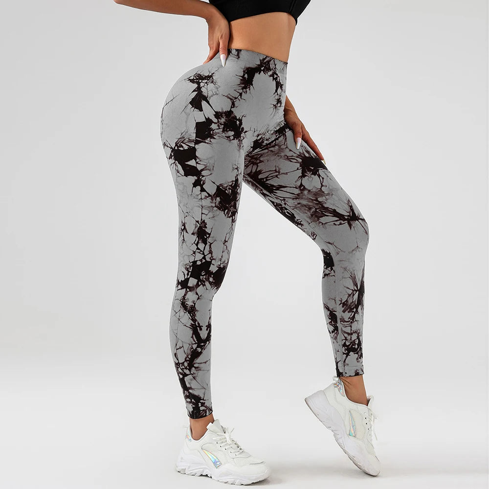 FITTOO V-Buttocks Leggings Women's Tie Dye Scrunch Butt Yoga Pants Fitness Athletic Sexy Gym Suit Female Clothing Sport Tights