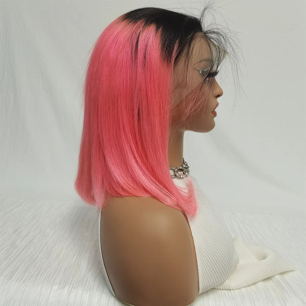 Mint Green Bob Wig Human Hair 200% Density 13x4 Transparent Straight Lace Front Wigs Pre Plucked with Baby Hair for Black Women