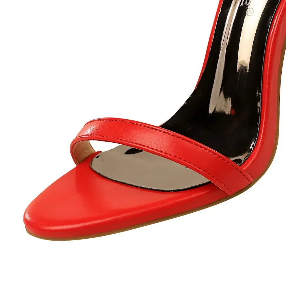 Women Sexy Club 10cm High Heels Stripper Gladiator Holiday Sandals Lady Daily Ankle Strappy Red Khaki Nightclub Dress Sandles