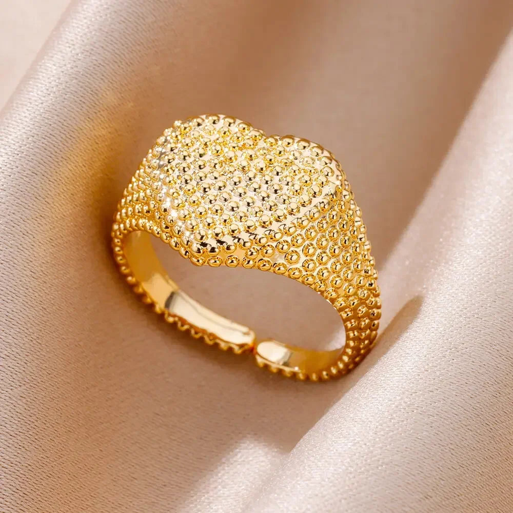 Women's Stainless Steel Heart Ring Gold Waterproof