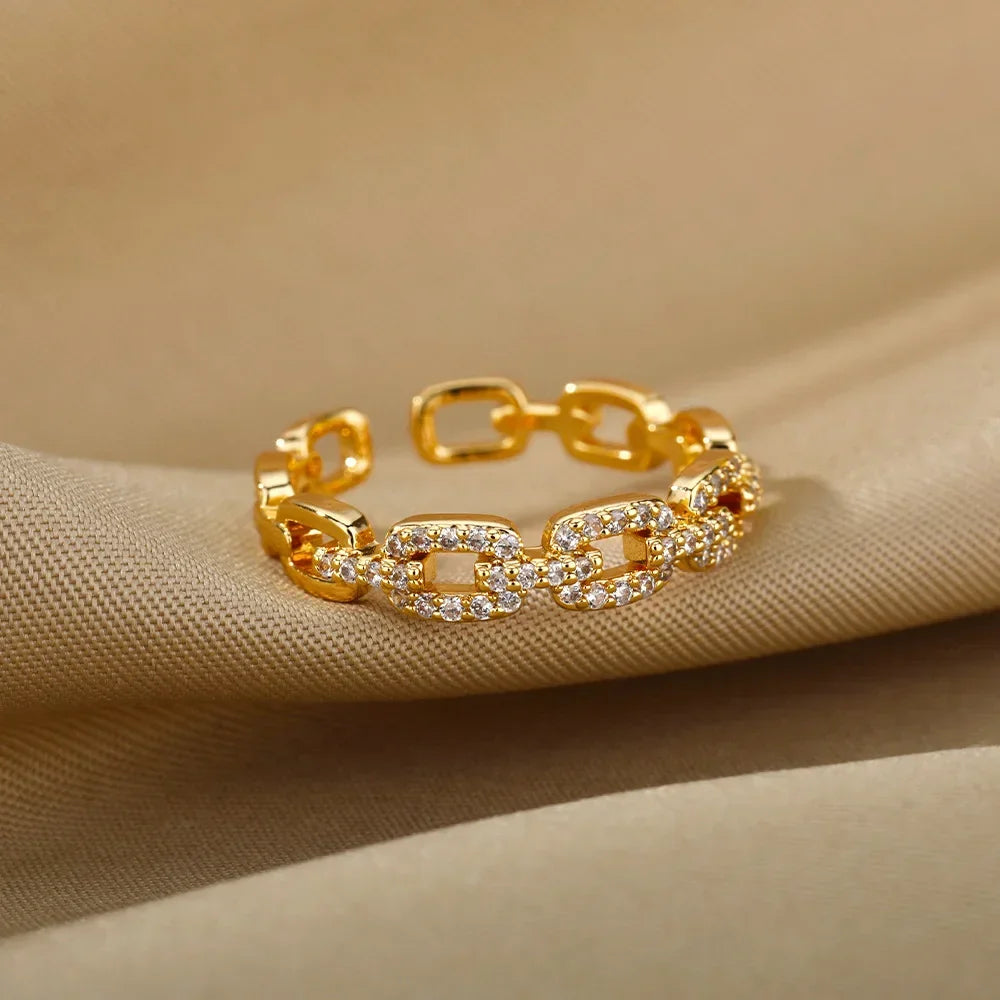 Women's Stainless Steel Heart Ring Gold Waterproof