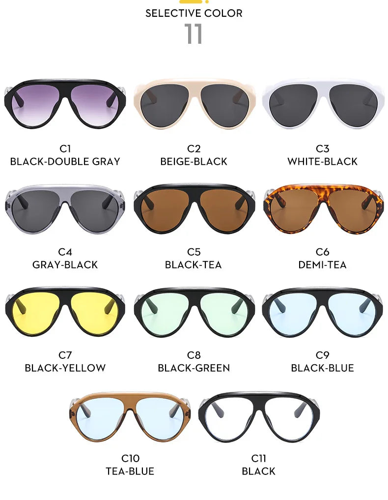 2025 New Fashion Oval Luxury Brand Sunglasses For Women Men Retro Oversized Frame Sun Glasses Trending Shades UV400 Eyeglasses