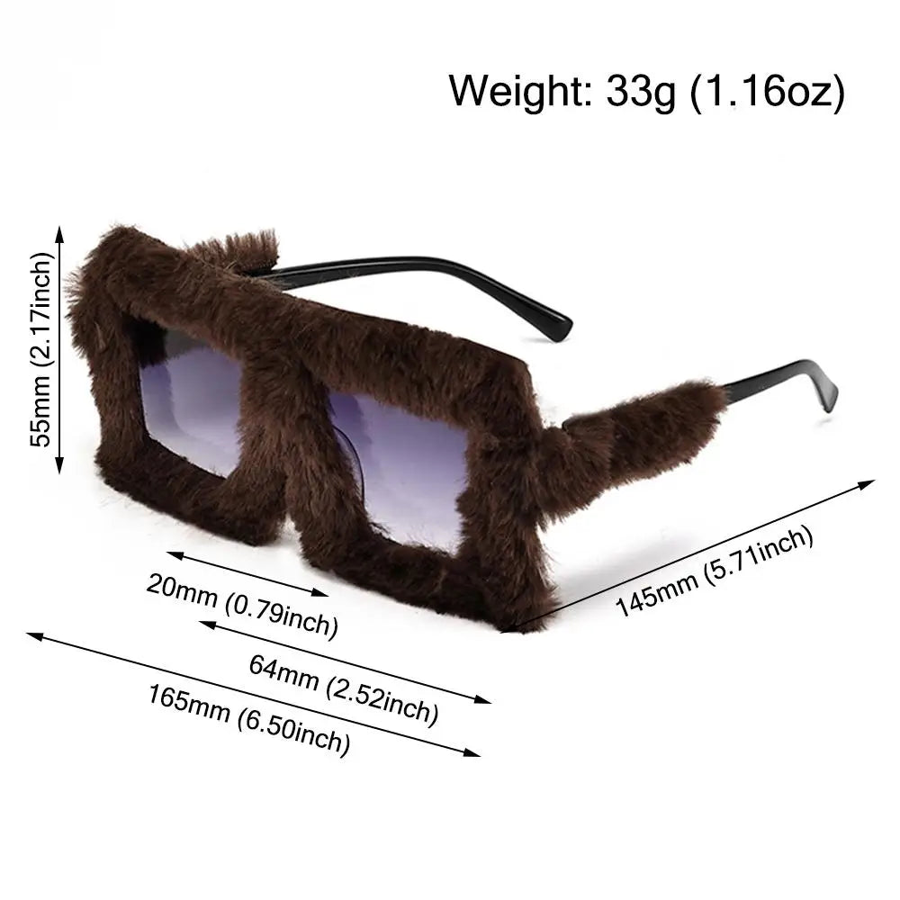 Oversized Square Women Sunglasses New Fashion Furrry Frame Gradient Shades Eyewear Retro Brand Design Winter Sun Glasses 2025