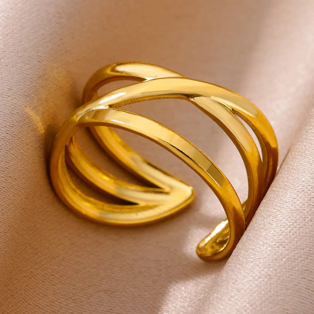 Stainless Steel Luxury Gold Color Rings for Women