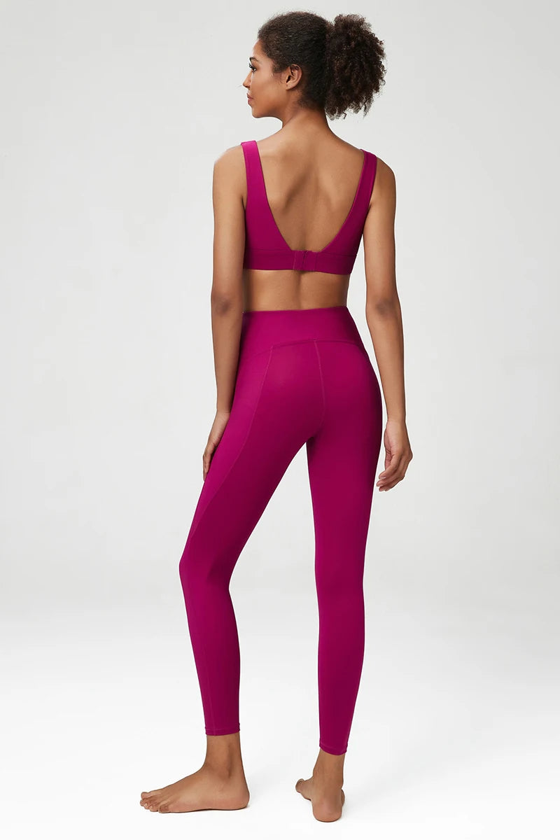 2/3 Pieces Fitness Yoga Set Women Solid Color Stretch Athletic Suit Sexy Bra Zipper Jacket High Waist Leggings Female Sportswear