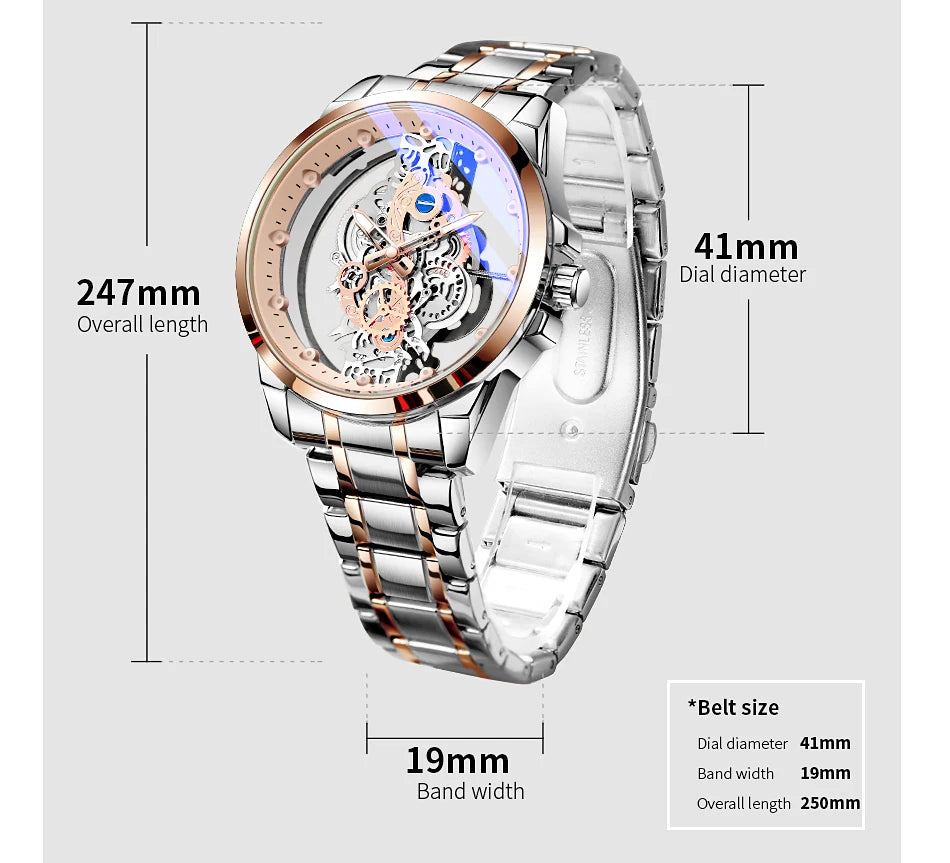 TPW Hot Trendy Fashion Wholesale Men Golden Skeleton Automatic Quartz Wrist Watches Luxury 2024