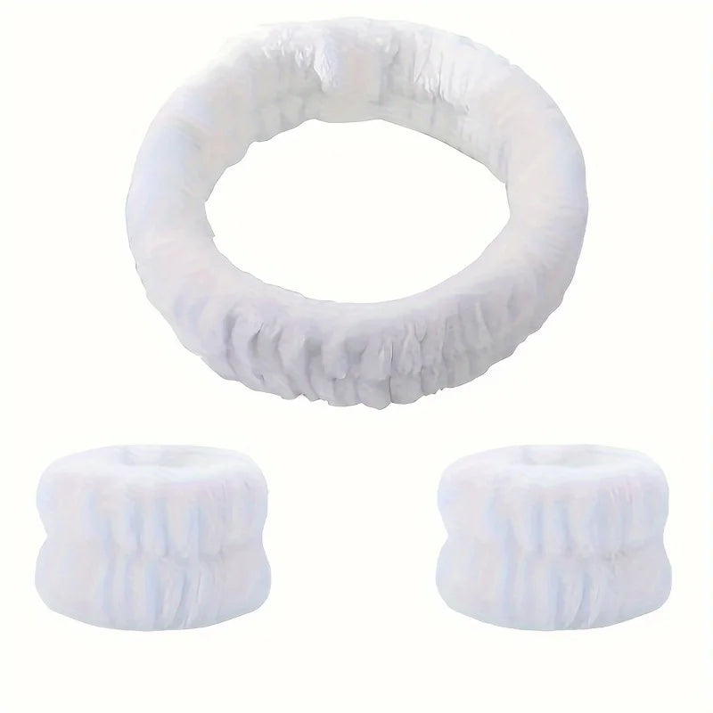 Coral Velvet Facial High-elastic Makeup Hairband Face Wash Wristband Set-face Wash, Facial Mask, Skin Care