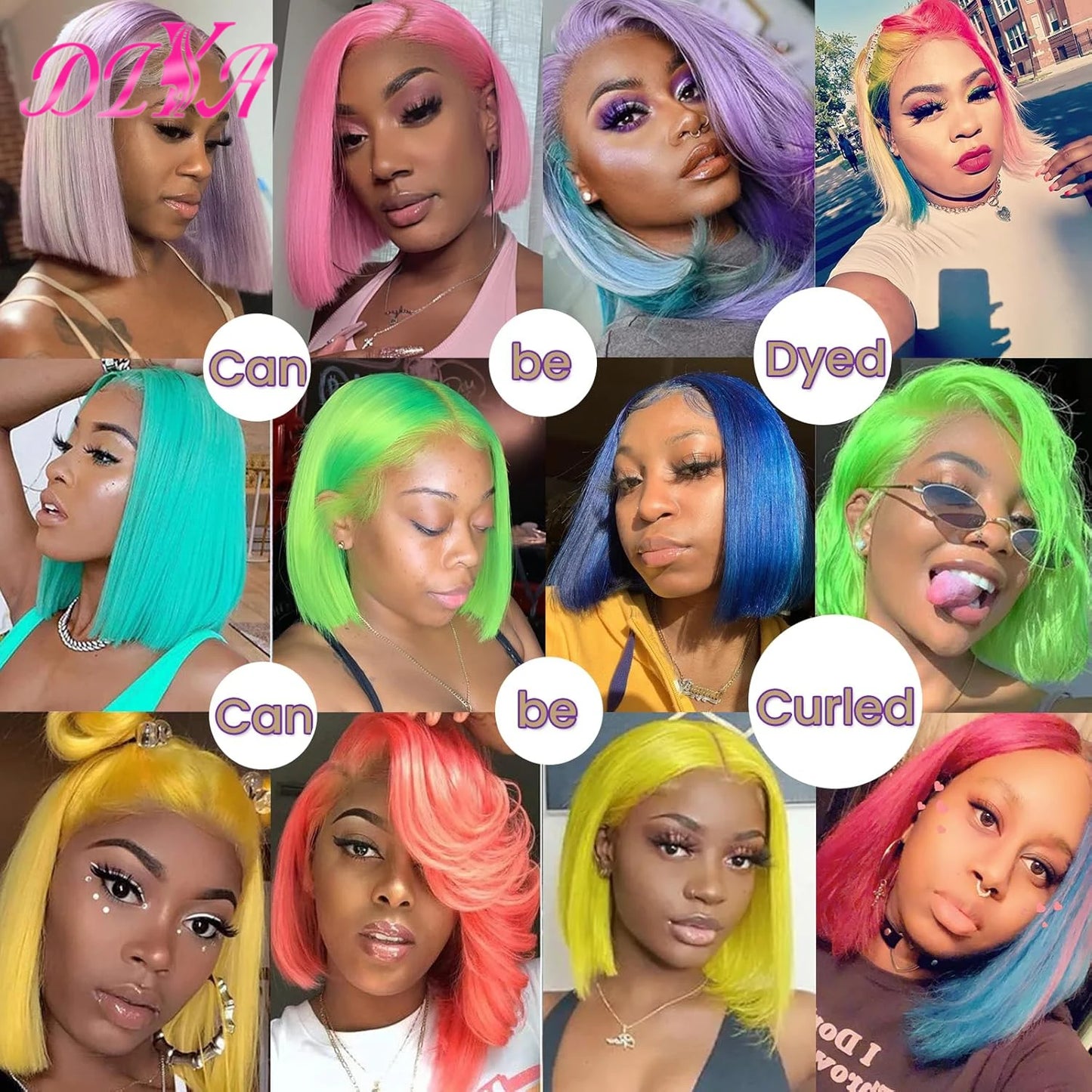 Light Lime Green Bob Wig Human Hair 13x4 Frontal Lace Wig Human Hair Pre Plucked HD Lace Bob Straight Colored Human Hair Wigs
