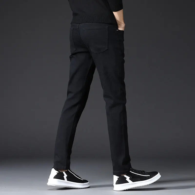 Slim Boys Blue Jeans, Black Men's Fashion Casual Trousers, Gray Denim Pants, Asian Size 28-38, Men Jean