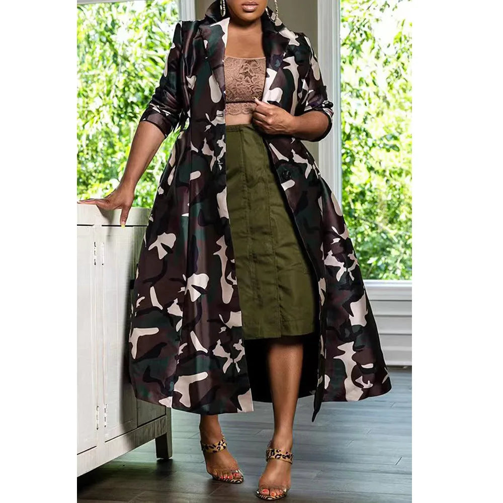 Wmstar Camouflage Trench Jacket Women Coat Out Streetwear Fashion Cool Long Style Top Fall Clothes Wholesale Dropshipping S-3XL
