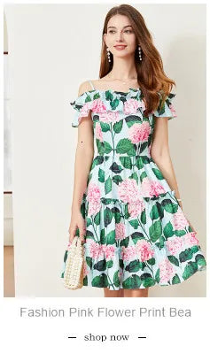 JAMERARY Women Dress Summer Runway Cut Out Double Layer Ruffles Embroidery Elastic Waist Short Party Vestidos Holiday Beach Wear