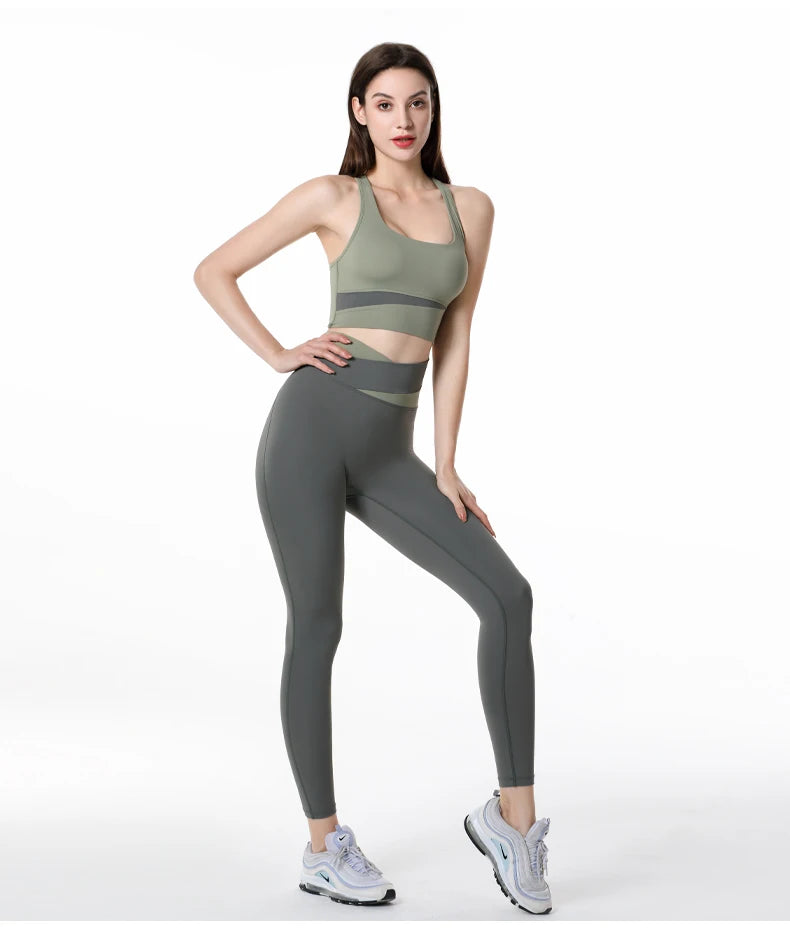 Yoga Set Women Clothing Sport Suit Sexy Sports Bra High Waist Sport Leggings Athletic 2 Piece Gym Set Workout Outfits Sportswear