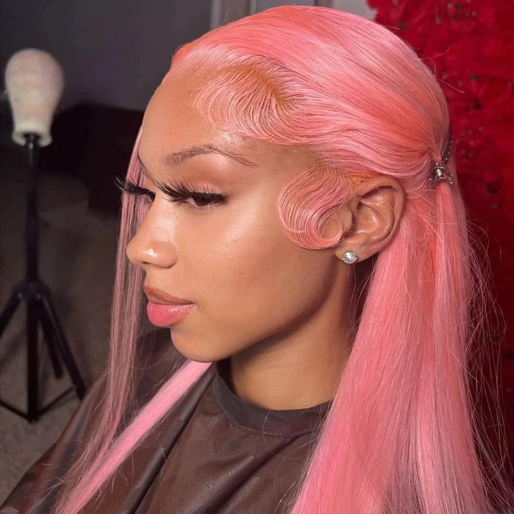 30 Inch Straight Lace Front Wig Human Hair Light Pink 13x6 hd Lace Front Wig Human Hair Pre Plucked 13x4 Lace Front Colored Wig