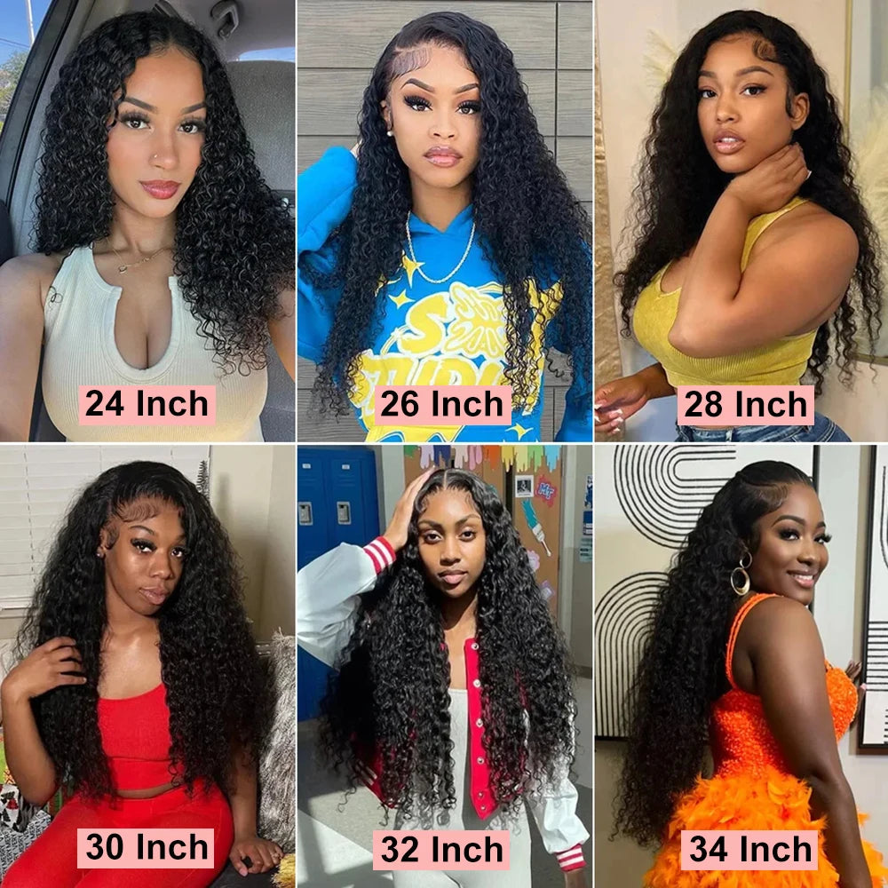 Curly 360 Lace Front Human Hair Wigs 250 Density Brazilian Deep Wave 40 Inch 13x6 HD Lace Frontal Wig 100% Human Hair Preplucked