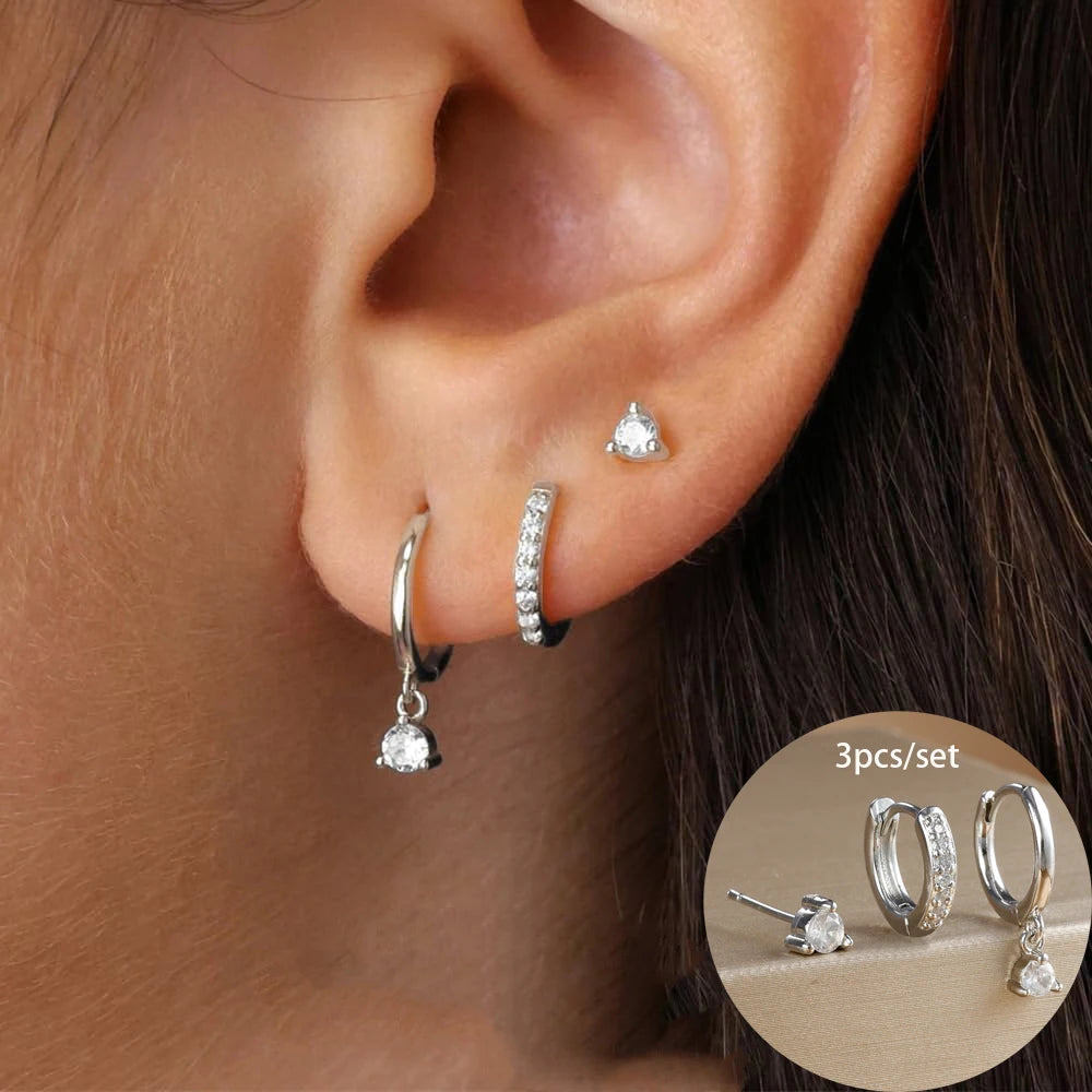 Stainless Steel Round Star Drop Earrings
