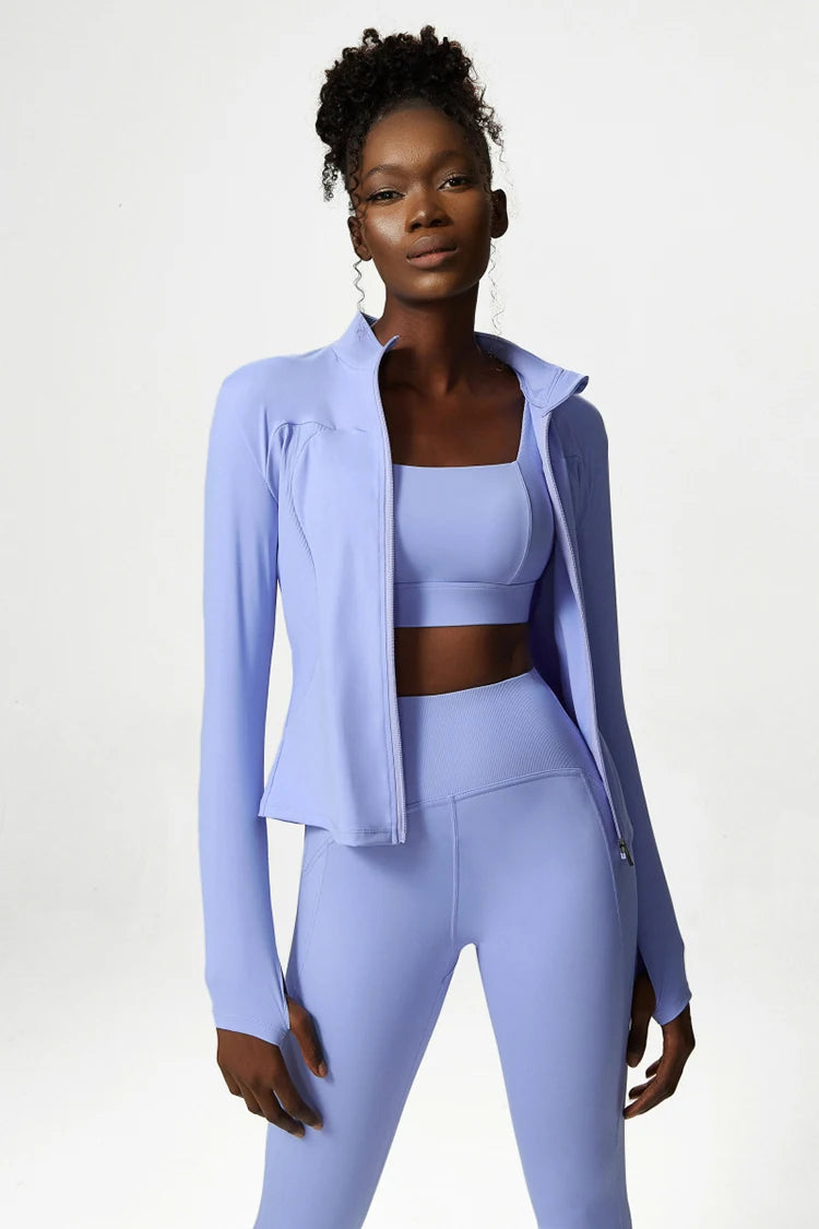 2/3 Pieces Fitness Yoga Set Women Solid Color Stretch Athletic Suit Sexy Bra Zipper Jacket High Waist Leggings Female Sportswear