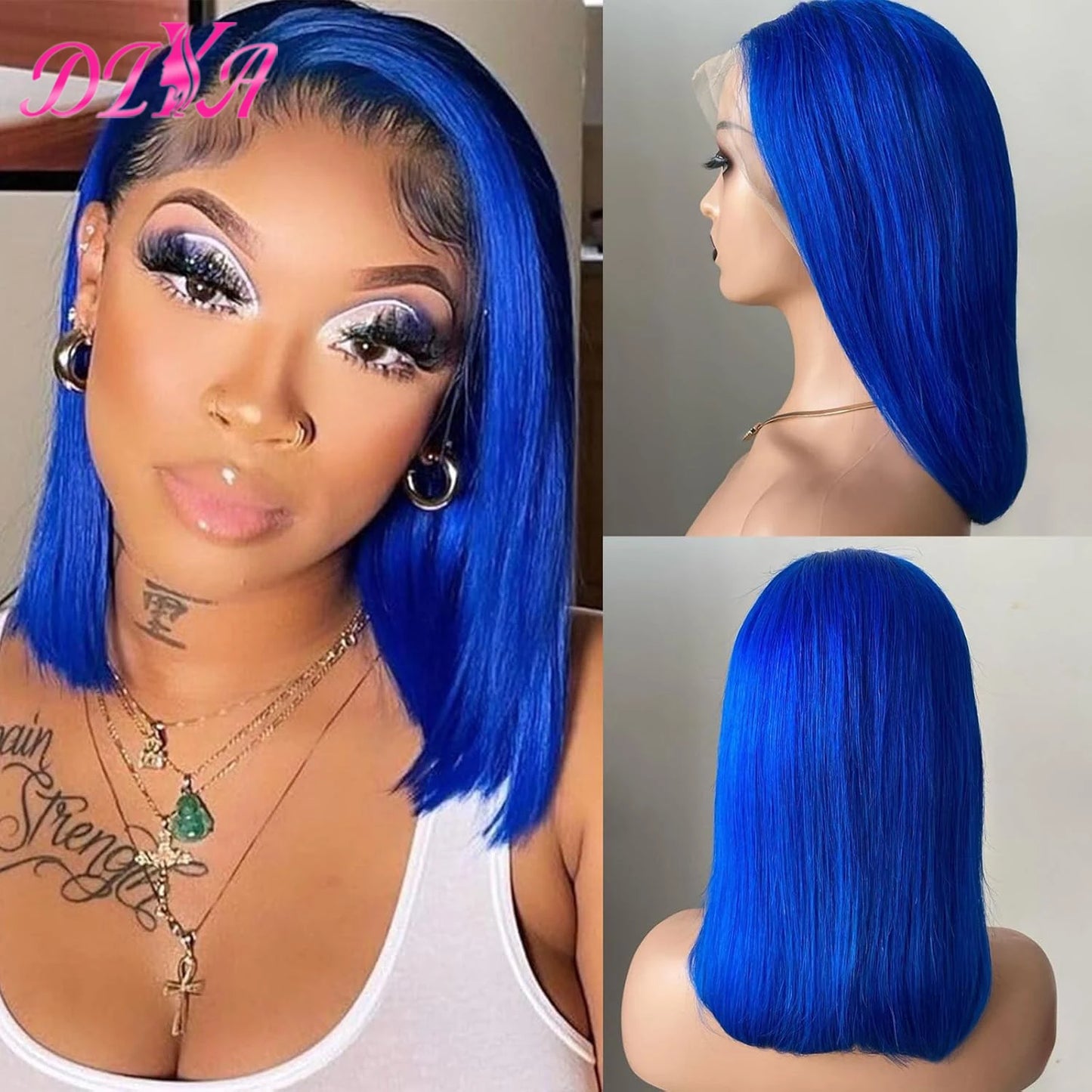 Light Lime Green Bob Wig Human Hair 13x4 Frontal Lace Wig Human Hair Pre Plucked HD Lace Bob Straight Colored Human Hair Wigs