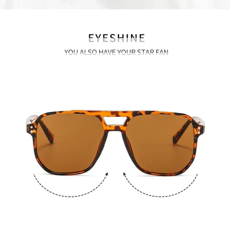 Vintage Square Sunglasses Thick Frame Double Bridge UV400