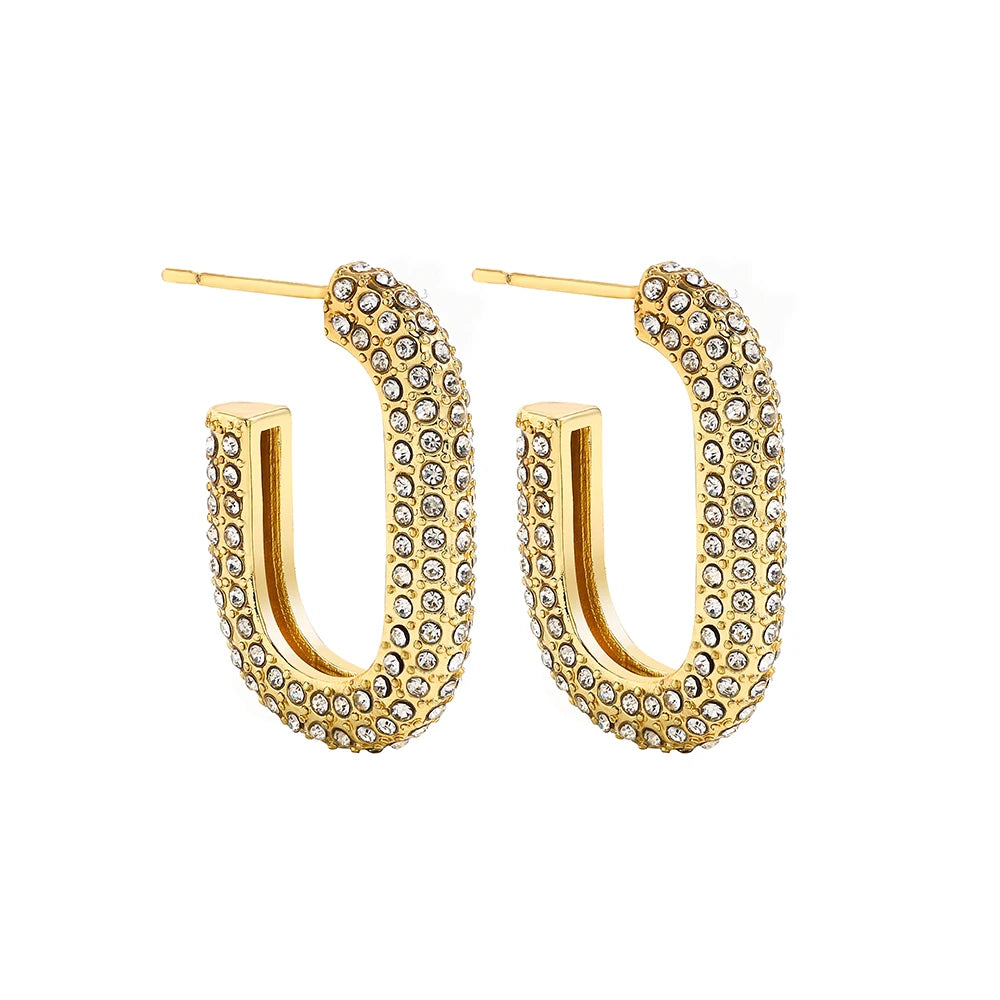 Zircon Round Huggie Hoop Earrings