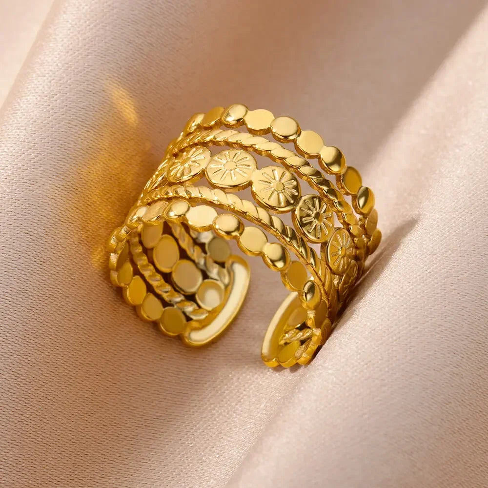 Women's Stainless Steel Heart Ring Gold Waterproof