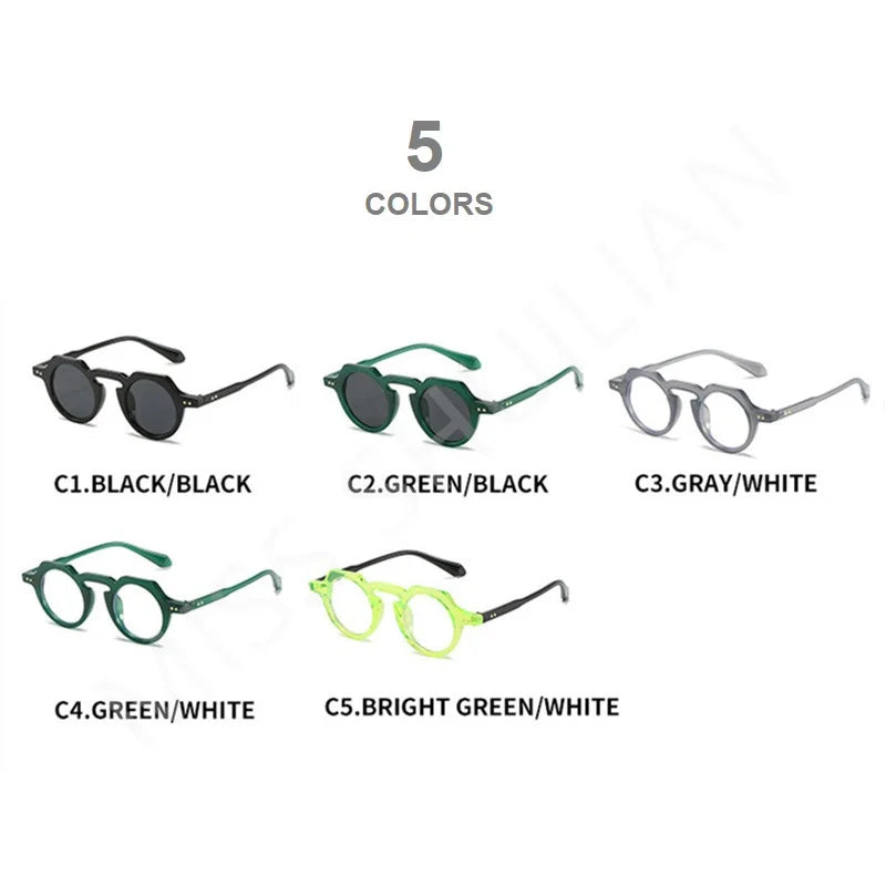 Ins Popular Fashion Small Round Sunglasses Women Retro Rivets Decoration Shades Eyeglasses UV400 Men Clear Lens Sun Glasses 2025