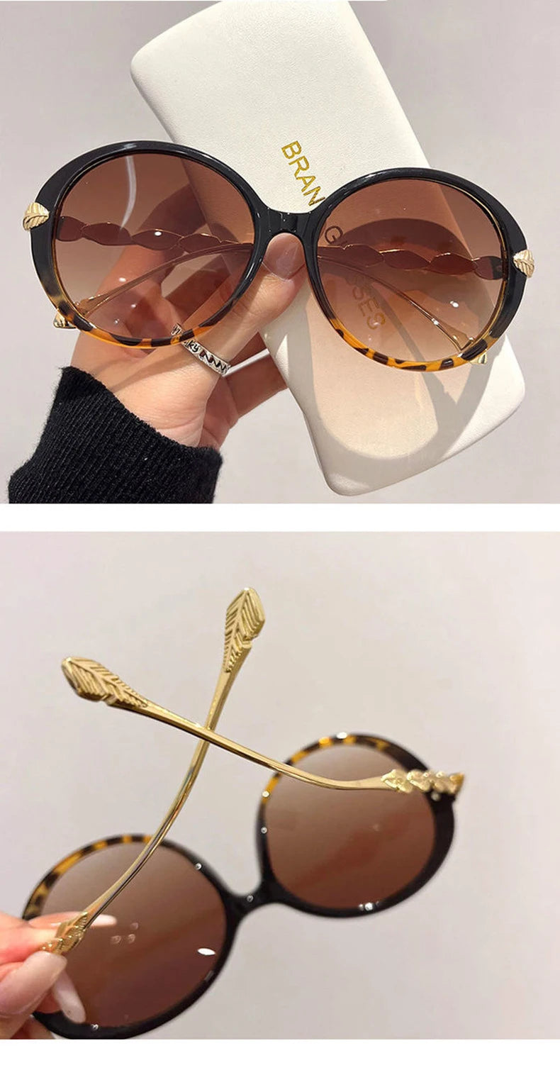 Vintage Round Sunglasses Women 2025 Brand Designer Luxury Gradient Sun Glasses Female Punk Frame Retro Eyewear Shades UV400