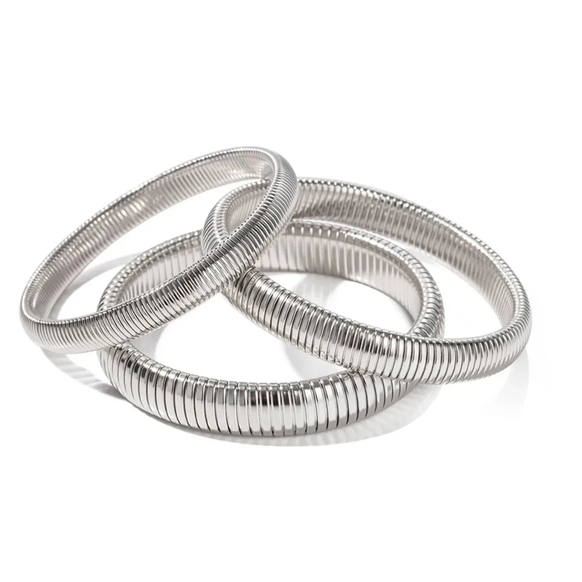 Stainless Steel Texture Flex Snake Chain Cuff Bracelet