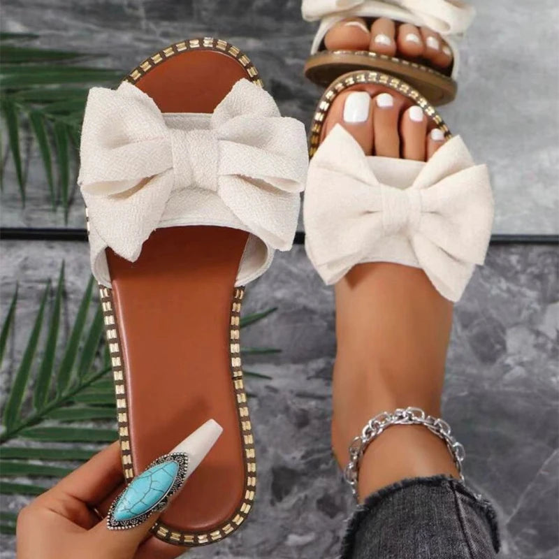 Summer Fashion Bow Tie Flat Slippers for Women