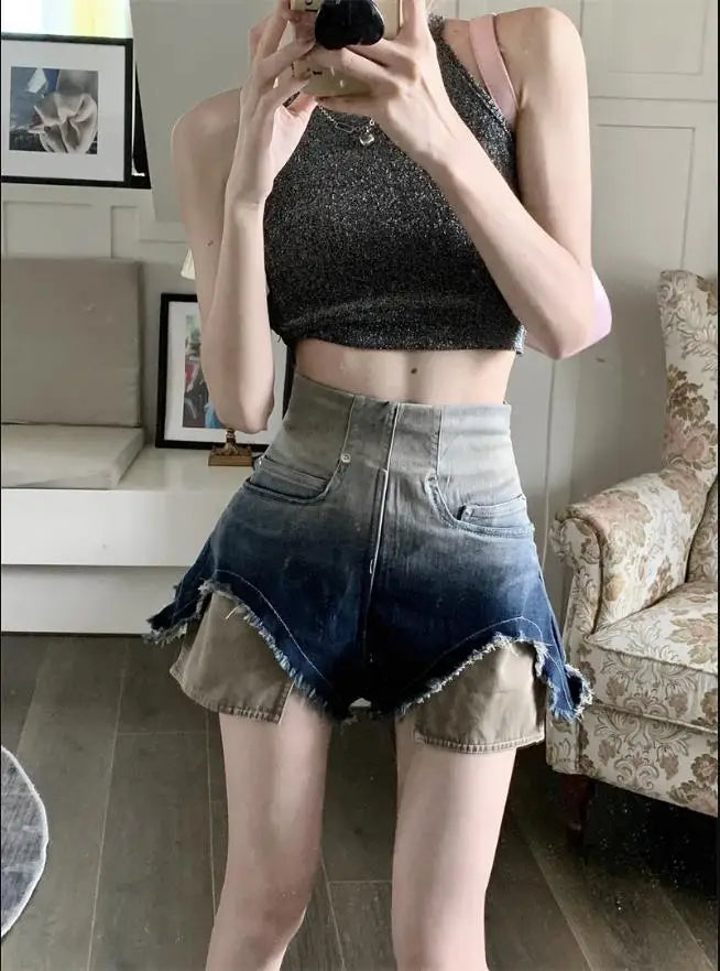 High-waisted Denim Shorts for Women Loose New Spring and Summer Thin Wide-leg Hot Girl Looks Slim A-line Super