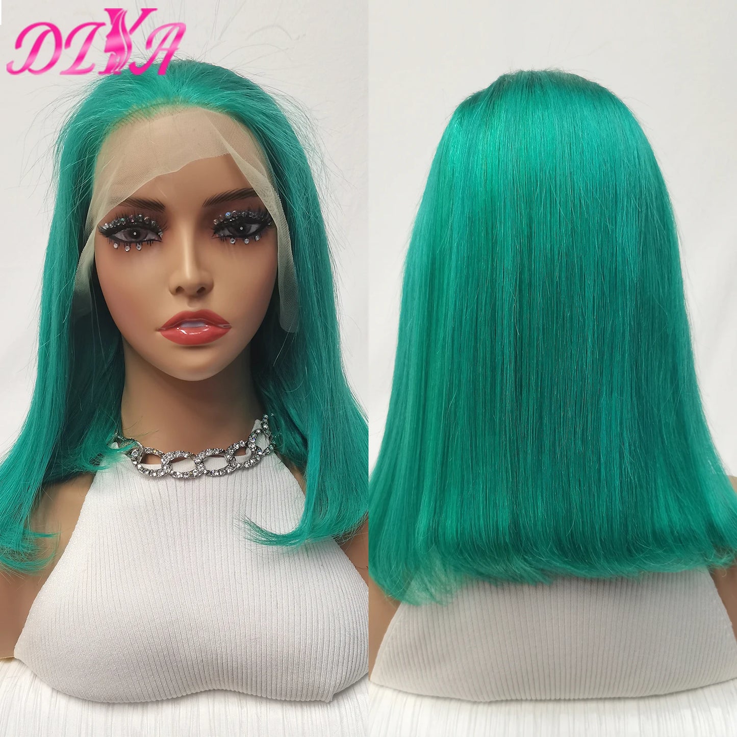 Light Lime Green Bob Wig Human Hair 13x4 Frontal Lace Wig Human Hair Pre Plucked HD Lace Bob Straight Colored Human Hair Wigs