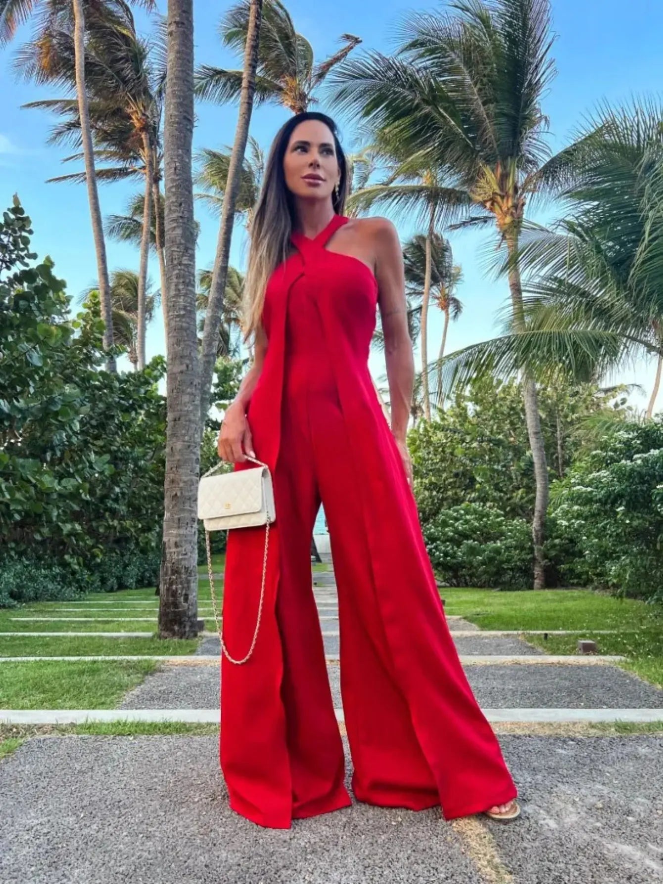 New Summer Women Jumpsuit One Front Jumpsuit Sleeveless Wide Leg Long Pant Bodysuit Fashion Fit Casual Streetwear