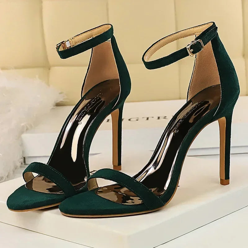 Women Sexy Club 10cm High Heels Stripper Gladiator Holiday Sandals Lady Daily Ankle Strappy Red Khaki Nightclub Dress Sandles
