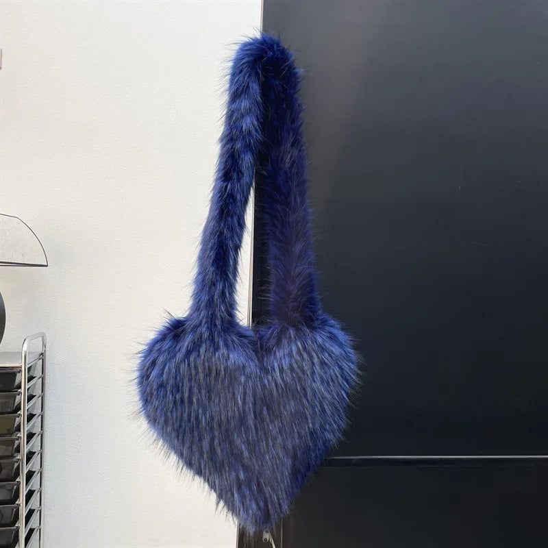 Fluffy Plush Heart Shaped Women bags