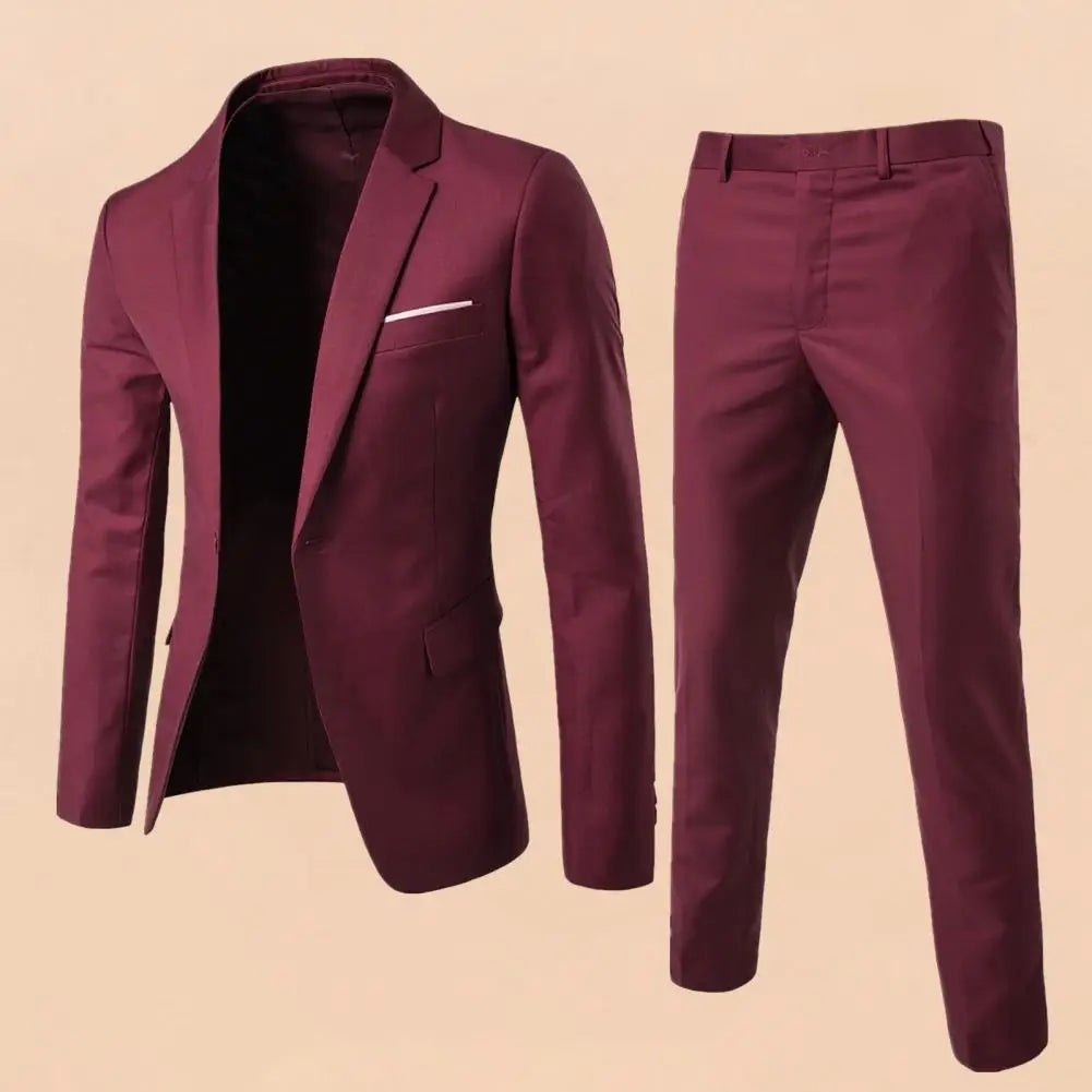 Men's Slim Fit Suit Set – 2-Piece Business Outfit