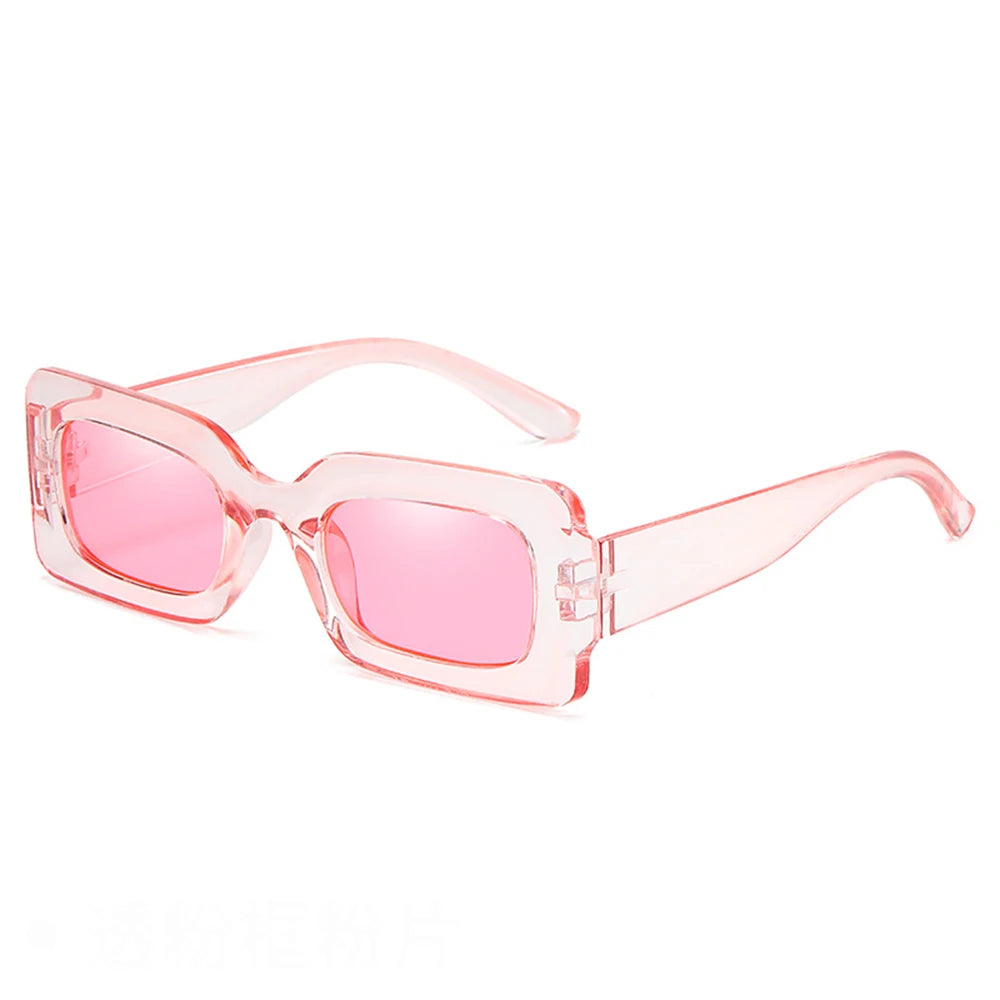 KLASSNU Women Candy Color Retro Sunglasses Large Square Frame Sun Glasses 2025 Trendy Party Eyepiece Anti UV400 Sun Shades