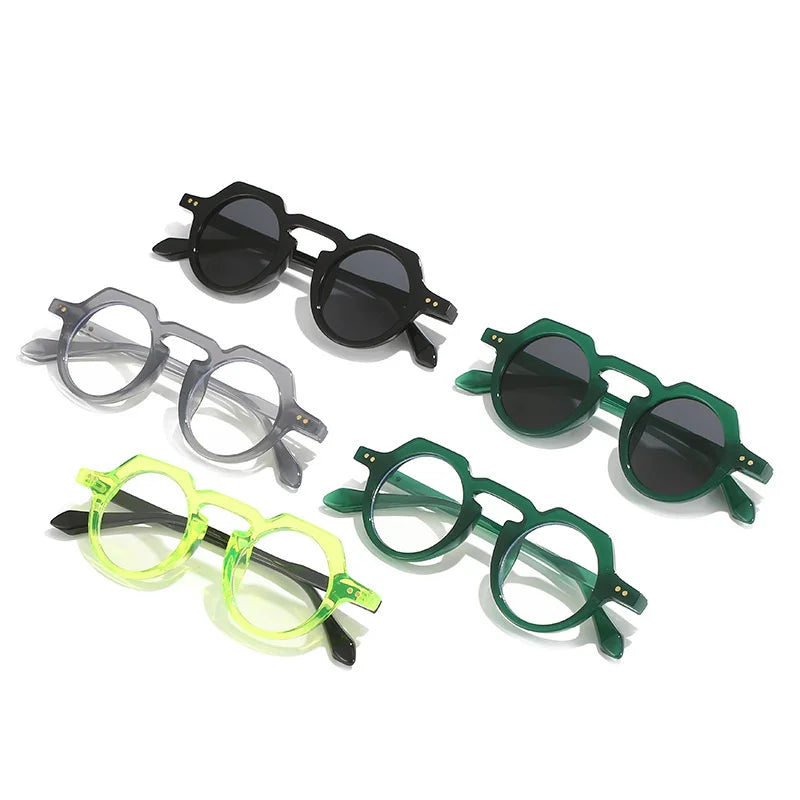 Ins Popular Fashion Small Round Sunglasses Women Retro Rivets Decoration Shades Eyeglasses UV400 Men Clear Lens Sun Glasses 2025