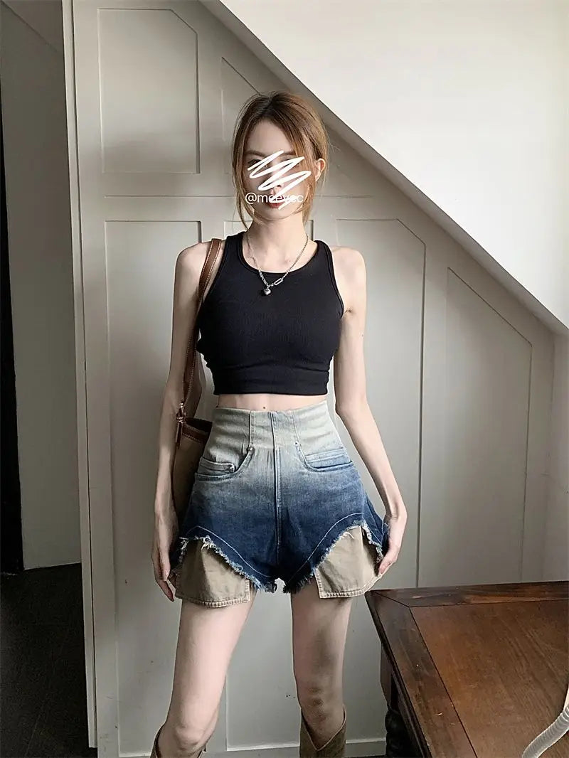 High-waisted Denim Shorts for Women Loose New Spring and Summer Thin Wide-leg Hot Girl Looks Slim A-line Super