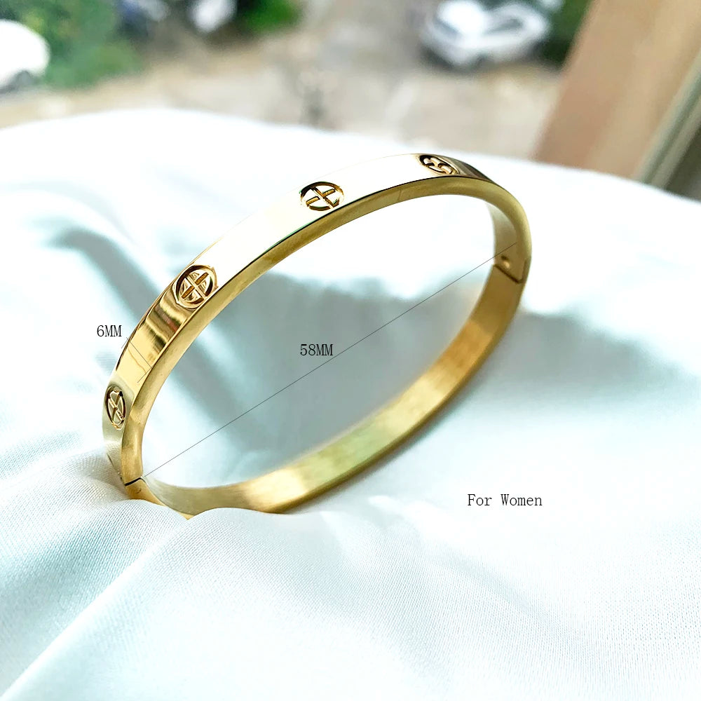Gold Color Zircon And Cross Nut Nail Bracelet