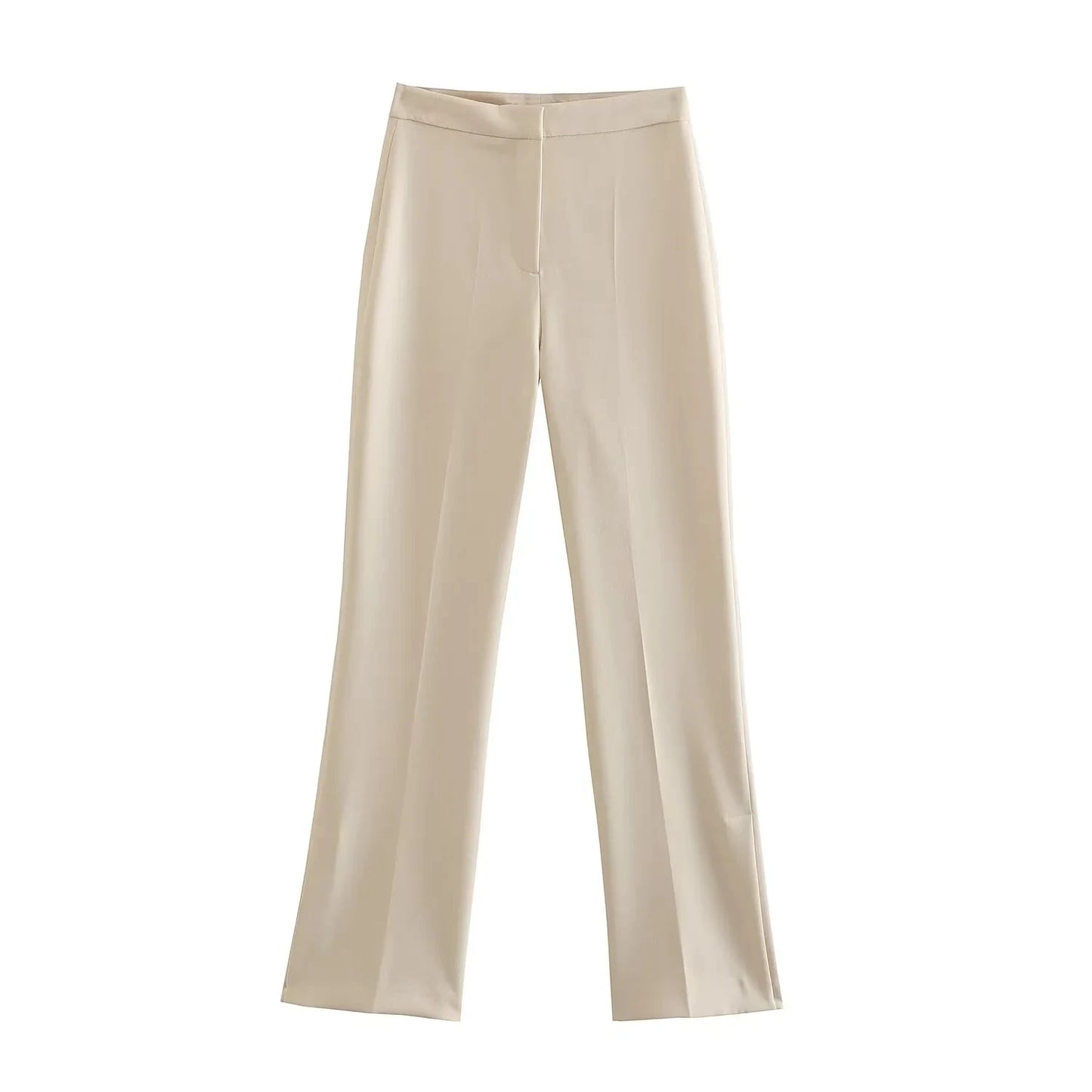 Women Elegant Pant Suit Strapless Top Side Slit Trouser