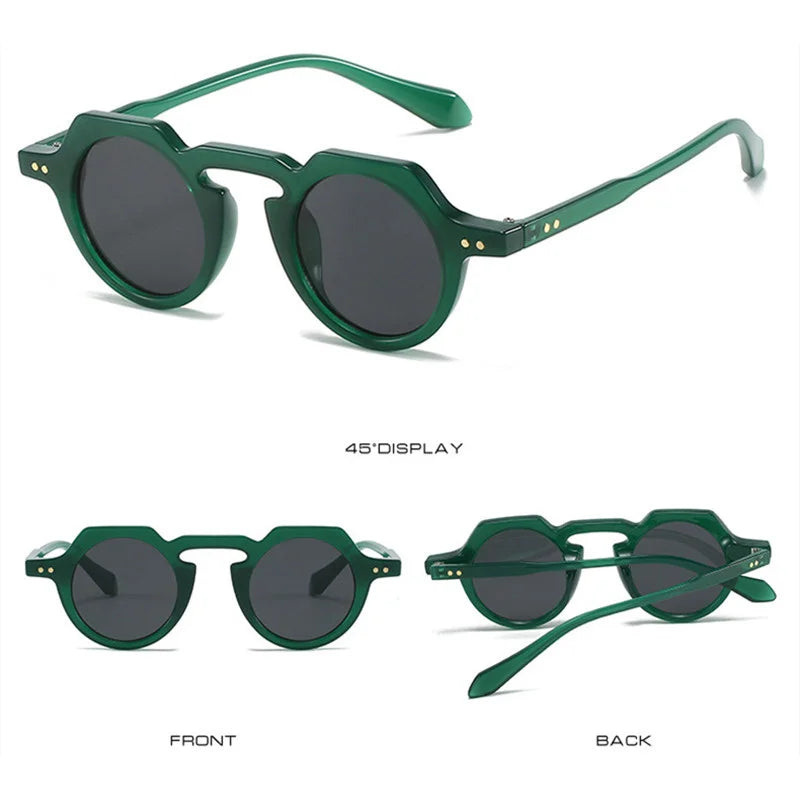 Ins Popular Fashion Small Round Sunglasses Women Retro Rivets Decoration Shades Eyeglasses UV400 Men Clear Lens Sun Glasses 2025