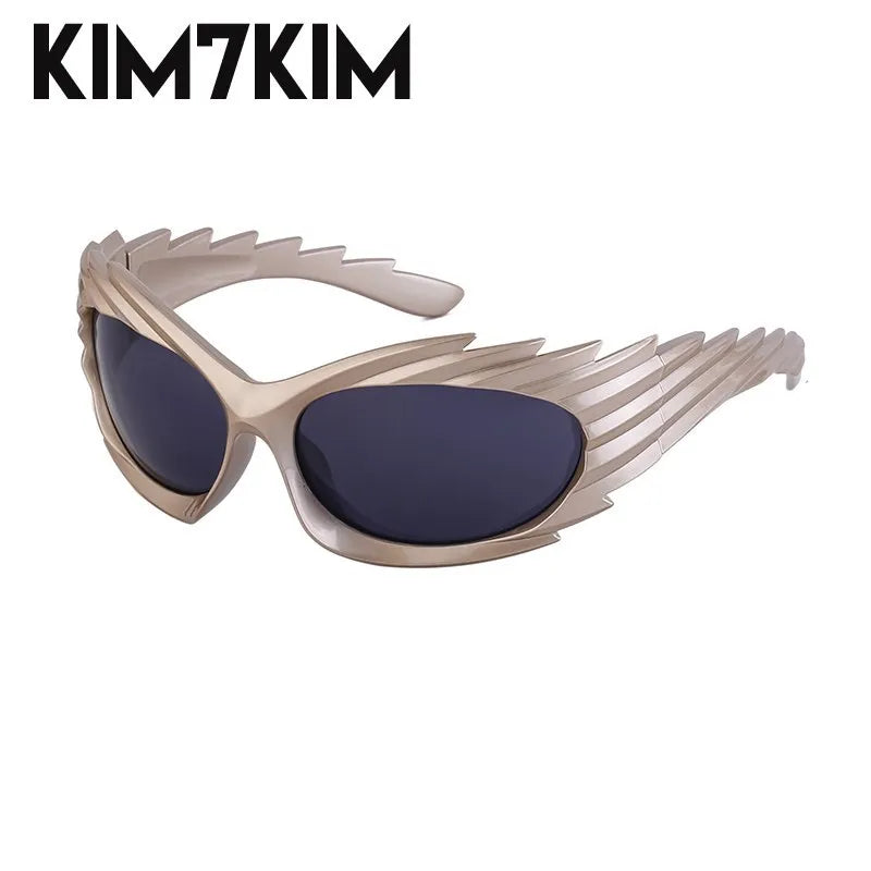 Y2k Spiked Goggles Sunglasses Women Men 2025 Trends Punk Sun Glasses For Male Retro 2000's Wrap Around Steampunk Sunglass Shades