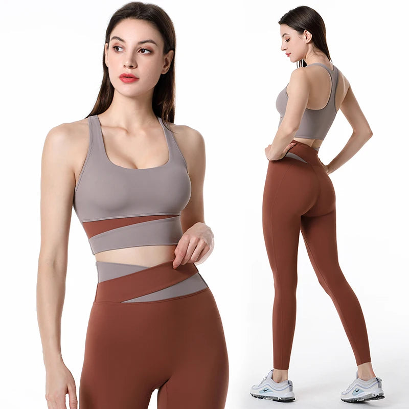 Yoga Set Women Clothing Sport Suit Sexy Sports Bra High Waist Sport Leggings Athletic 2 Piece Gym Set Workout Outfits Sportswear