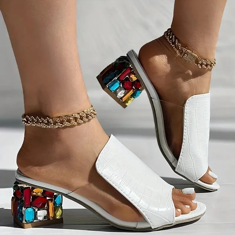 New Spring Summer Open Toe Women Crystal Sandals