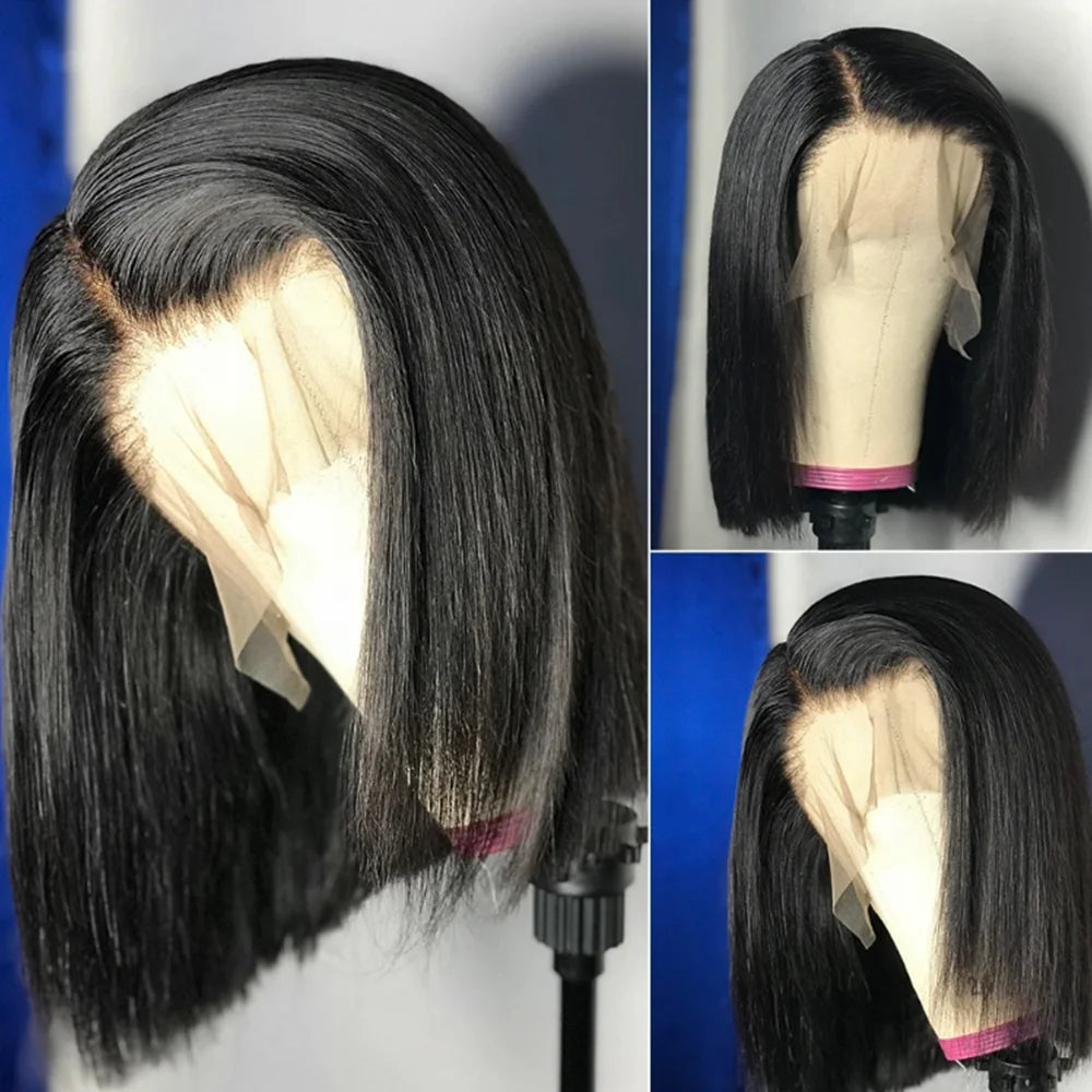 Dark Purple Bob Wig Human Hair 13x4 Hd Lace Front Wigs Human Hair 180% Density Glueless Wigs Short Cut Straight Bob Wigs